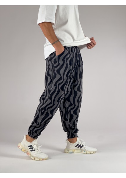 Dalga Desenli Pileli Erkek Jogger Pantolon COC1007 fırsatları