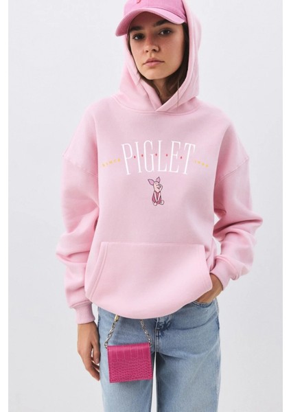 Kadın Piglet Baskılı Sweatshırt Oversize3 Iplik
