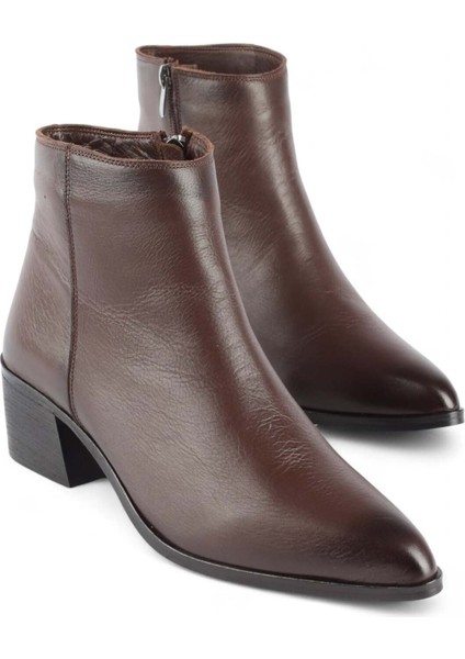 Zaha Hakiki Deri Fermuarlı Kalın Topuklu Kadın Bot fiyatları