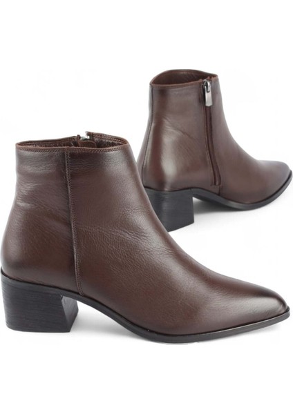 Zaha Hakiki Deri Fermuarlı Kalın Topuklu Kadın Bot fırsatları