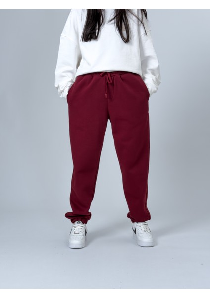 Şardonlu Bordo Kadın Jogger Eşofman COC2537