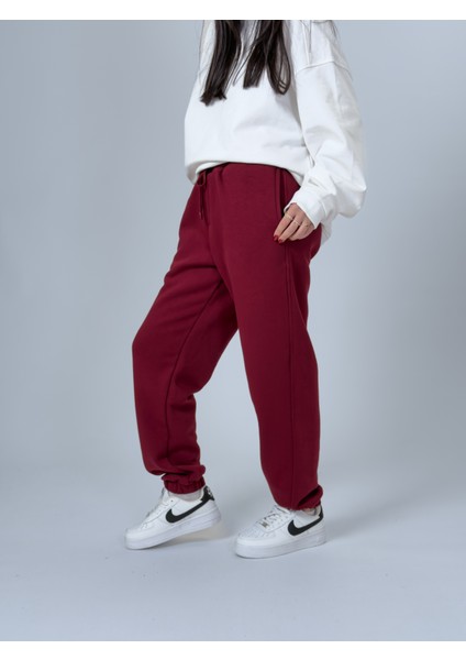 Şardonlu Bordo Kadın Jogger Eşofman COC2537 modelleri