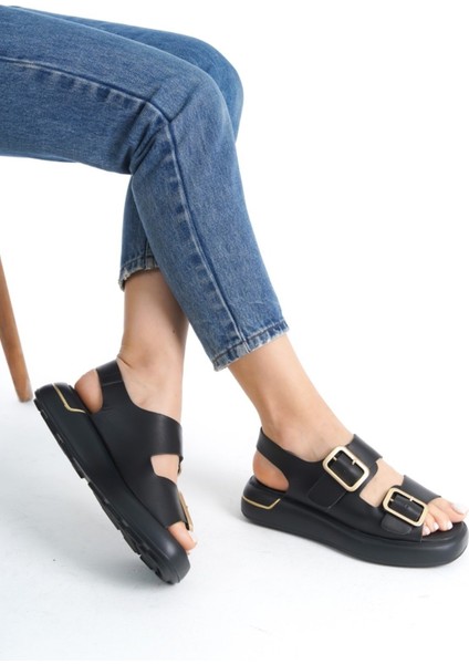 Eva Beyaz Cilt Hakiki Deri Kadın Sandalet