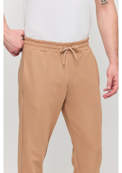 Erkek Slim Fit Beli Lastikli Ipli Fermuarlı Likralı Rahat Jogger Vizon Erkek Pantolon modelleri