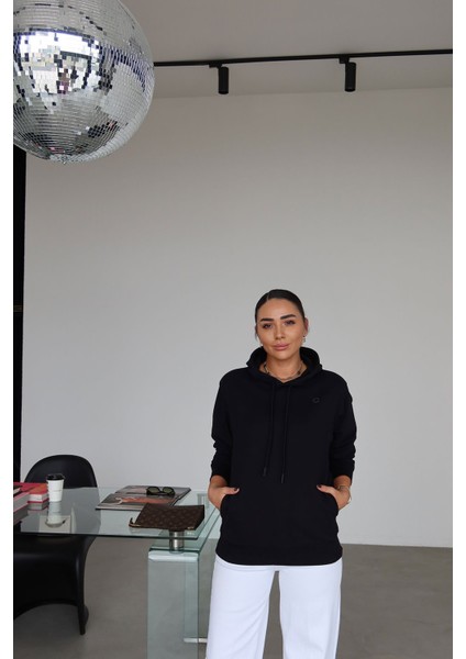 Kapüşonlu Oversize Basic Sweat