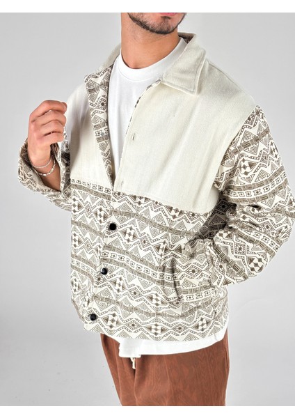 Etnik Desen Detaylı Kahve Erkek Ceket COC1077 fiyatları