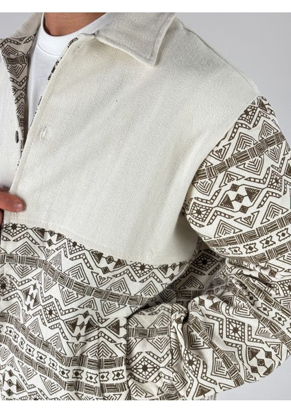 Etnik Desen Detaylı Kahve Erkek Ceket COC1077 fırsatları