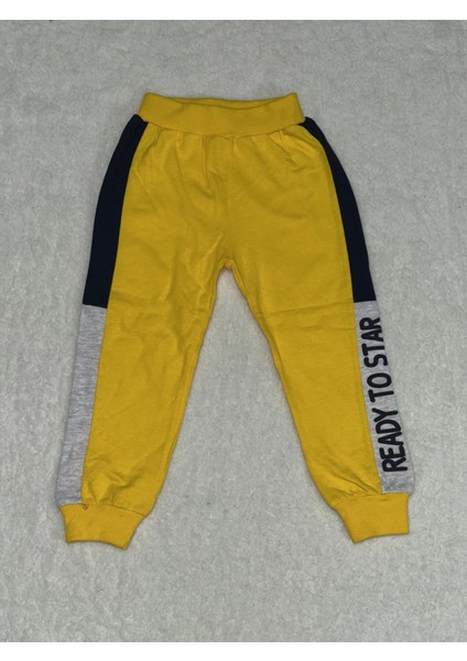 4-6-7 Yaş Erkek Çocuk Eşofman Diz Altı Detaylı Ek Parça Sarı