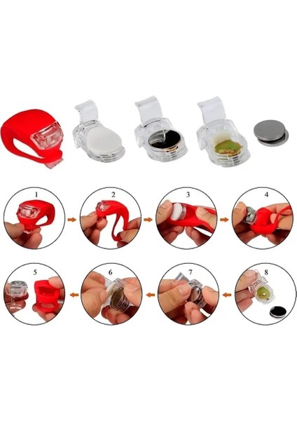 2'li LED Bisiklet Lambası Ön ve Arka Için Aydınlatma Seti 3 Modlu Çakarlı Işık