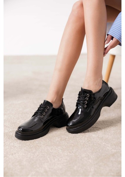 Lonika Bağcıklı Siyah Kalın Taban Oxford & Kolej Ayakkabısı modelleri