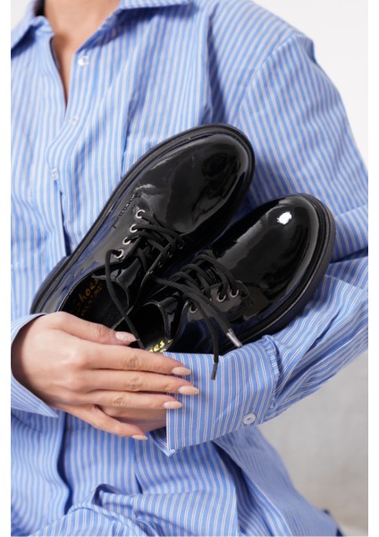 Lonika Bağcıklı Siyah Kalın Taban Oxford & Kolej Ayakkabısı indirimleri