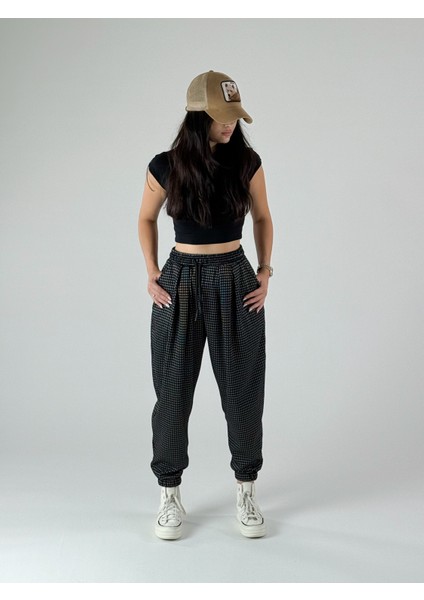 Kare Detaylı Pileli Kadın Jogger Pantolon COC1003 modelleri