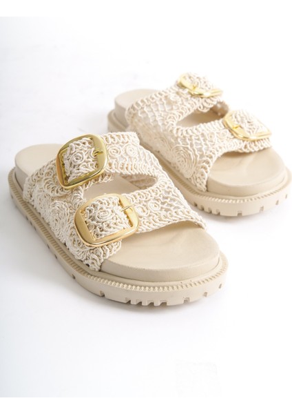 Winny Kadın Triko Iki Tokalı Günlük Terlik Sandalet