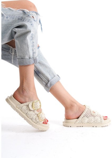 Winny Kadın Triko Iki Tokalı Günlük Terlik Sandalet indirimleri