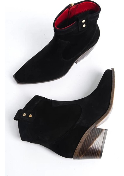 Jordy Siyah Hakiki Deri Süet Western Bot fiyatları