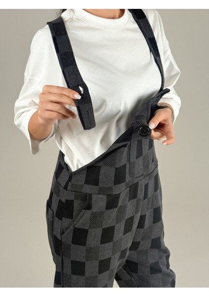 Damalı Salopet Kadın Jogger COC1084 modelleri