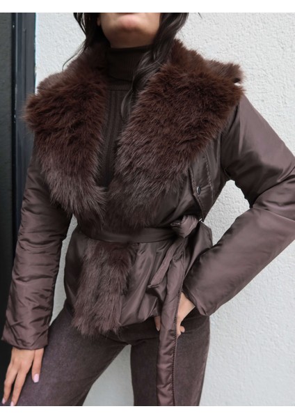 Yaka Suni Kürk Bağlamalı Mont modelleri