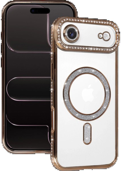 Apple iPhone 17 Air Joke Simli Magneticsafe Kılıf - GOLD-(5796) - MCT6643-5560