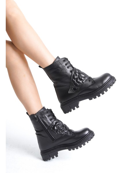 Alder Siyah Hakiki Deri Toka Detaylı Kadın Bot indirimleri