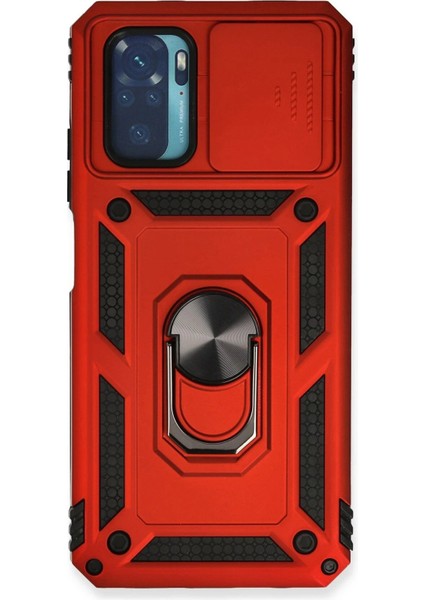 Xiaomi Redmi Note 10 Kılıf Pars Lens Yüzüklü Silikon - KIRMIZI-(5796) - MCT9669-8082
