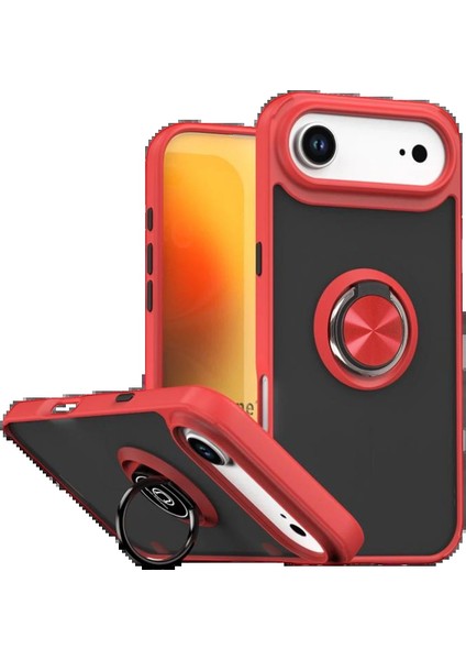 Apple iPhone 17 Air Montreal Yüzüklü Silikon Kapak - KIRMIZI-(5796) - MCT7198-2752