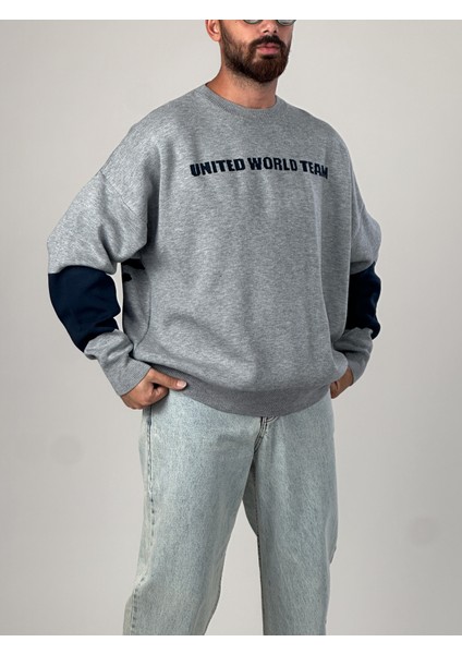 Oversize Gri New York Erkek Triko Sweat COC1042