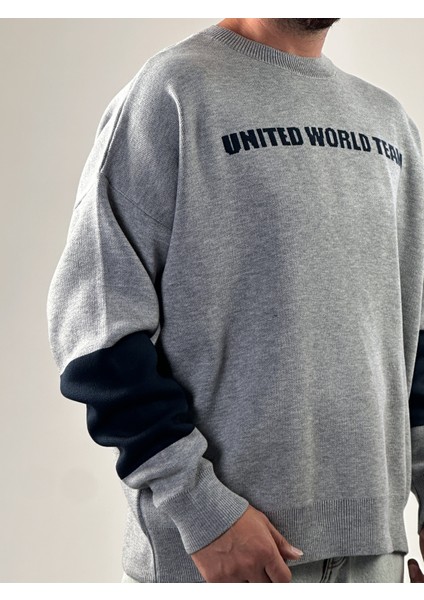 Oversize Gri New York Erkek Triko Sweat COC1042 fırsatları