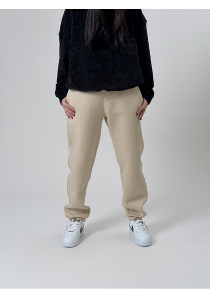 Şardonlu Bej Kadın Jogger Eşofman COC2536