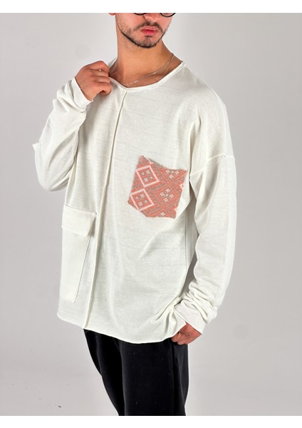 Turuncu Cep Detaylı Tasarım Sweatshirt COC1075