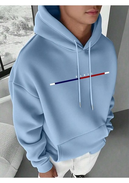 Erkek Baskılı Sweatshırt Kapüşonlu 3iplik Oversize Kesim
