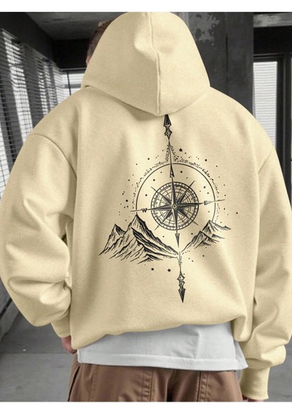 Erkek Baskılı Sweatshırt Kapüşonlu 3iplik Oversize Kesim