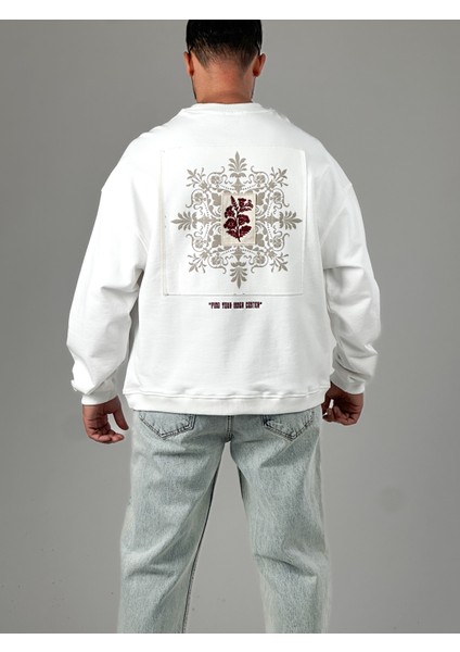 Ekru Tasarım Etnik Erkek Sweatshirt COC1029 fırsatları