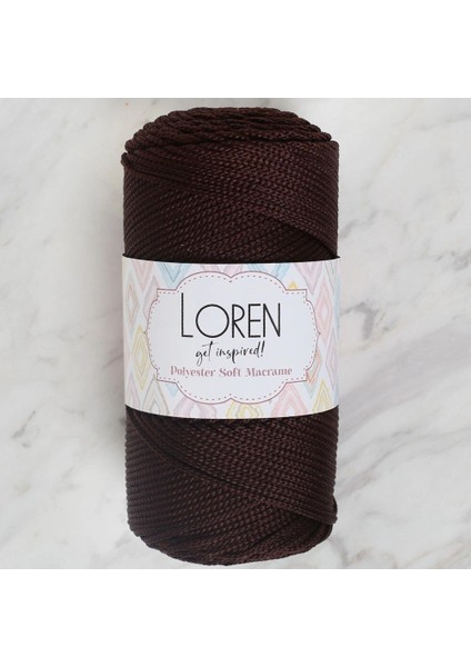 Loren Polyester Soft Macrame Koyu Kahverengi El Örgü Ipi - LM034 - 34440