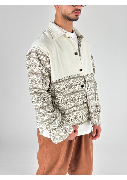 Kahve Etnik Desenli Tasarım Erkek Ceket COC1052 fiyatları