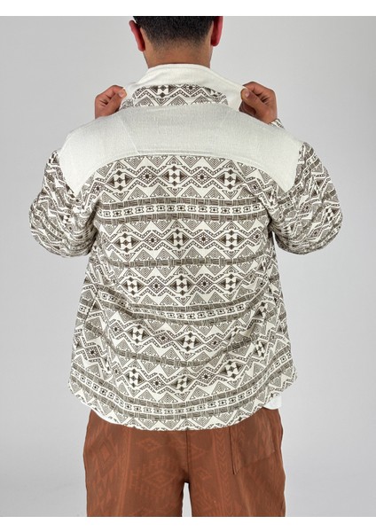 Kahve Etnik Desenli Tasarım Erkek Ceket COC1052 fırsatları