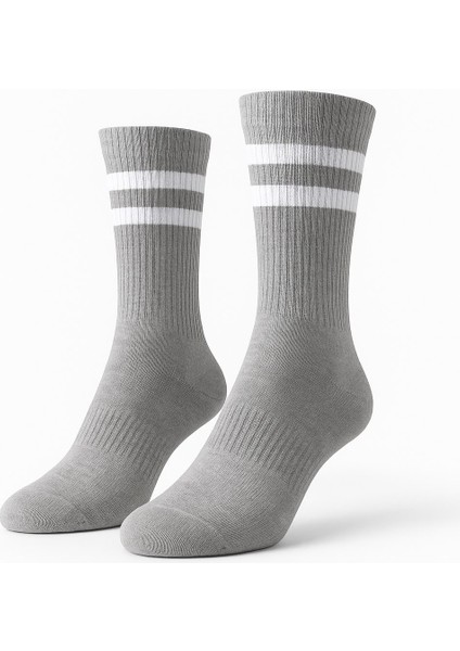 Erkek Spor Çorap 2’lü Set – Pamuklu, Esnek, Çizgili Model (Siyah Gri) fırsatları