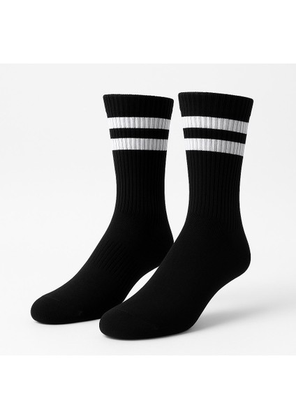 Erkek Spor Çorap 2’lü Set – Pamuklu, Esnek, Çizgili Model (Siyah Gri) indirimleri