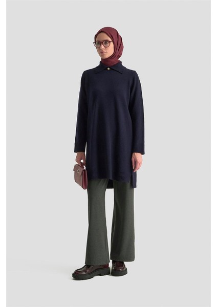 Polo Yaka Triko Tunik 25KD7003 Lacivert