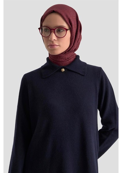 Polo Yaka Triko Tunik 25KD7003 Lacivert fırsatları