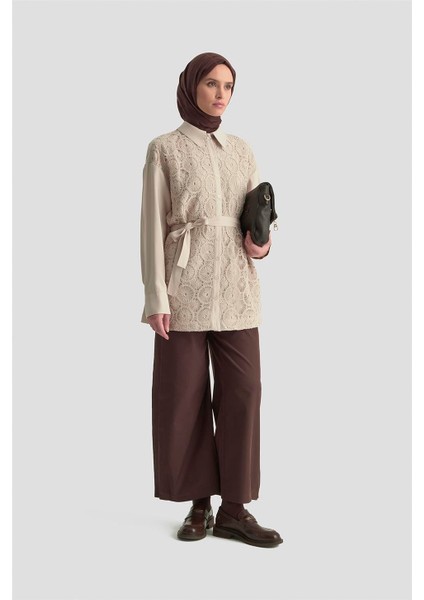 Dantelli Tunik 25KM1027 Bej fırsatları