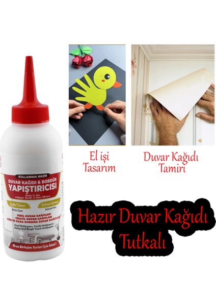 Hazır Şeffaf Duvar Kağıdı Tutkalı 250 Gr. , Bordür Vinil Tekstil El Işi Yapıştırıcı Tutkal fırsatları