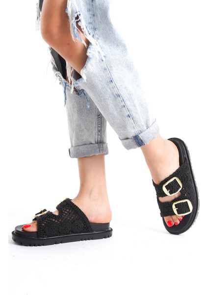 Winny Kadın Triko Iki Tokalı Günlük Terlik Sandalet