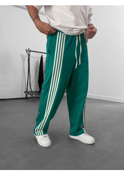 Şeritli Yeşil Erkek Baggy Pantolon COC1063
