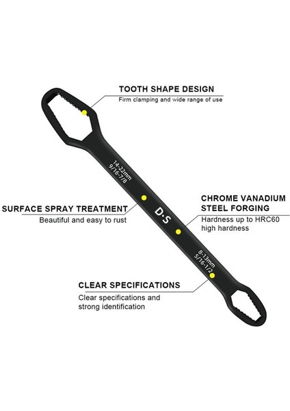 Universal Anahtarı Çift kafalı Çok Fonksiyonlu 6-22mm (4887)