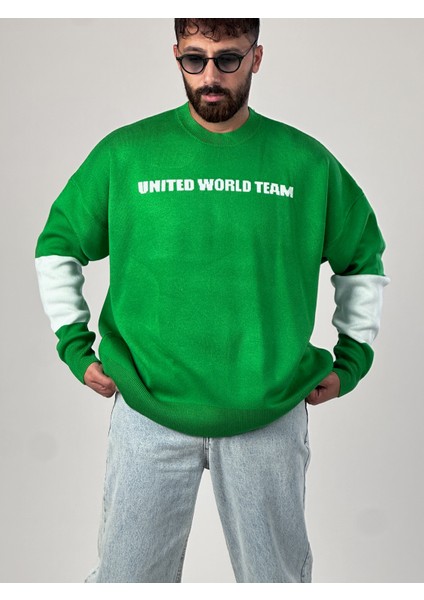 Oversize Yeşil New York Erkek Triko Sweat COC1044