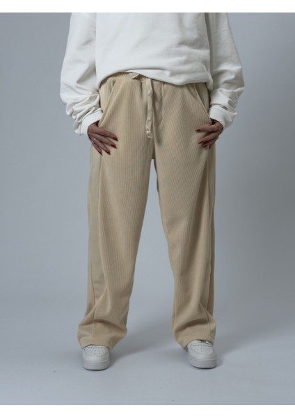 Oversize Bej Kadın Baggy Eşofman COC2530