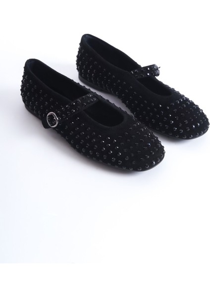 Erica Hakiki Deri Taş Detaylı Babet