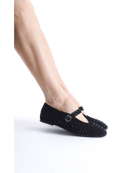 Erica Hakiki Deri Taş Detaylı Babet