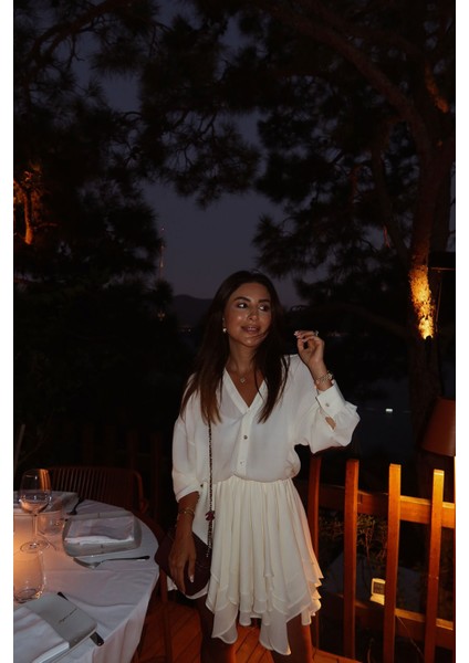 Gömlek Yaka Premium Şifon Elbise