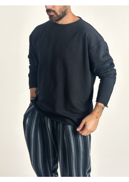 Erkek Basic Siyah Sweatshirt COC1019